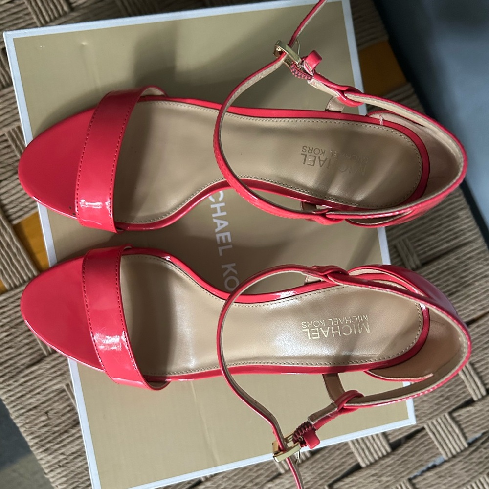 Michael Kors Coral/red/pink Stiletto Heels with Ankle Strap - Picture 2 of 6